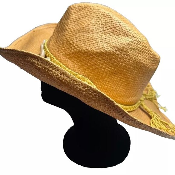 Dorfman Pacific DPC Women Hat OS Shell Band Pinch Front Straw Beach Western Fall - Picture 6 of 7